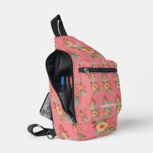 Bandolera Personalizar moderno boho floral rosado