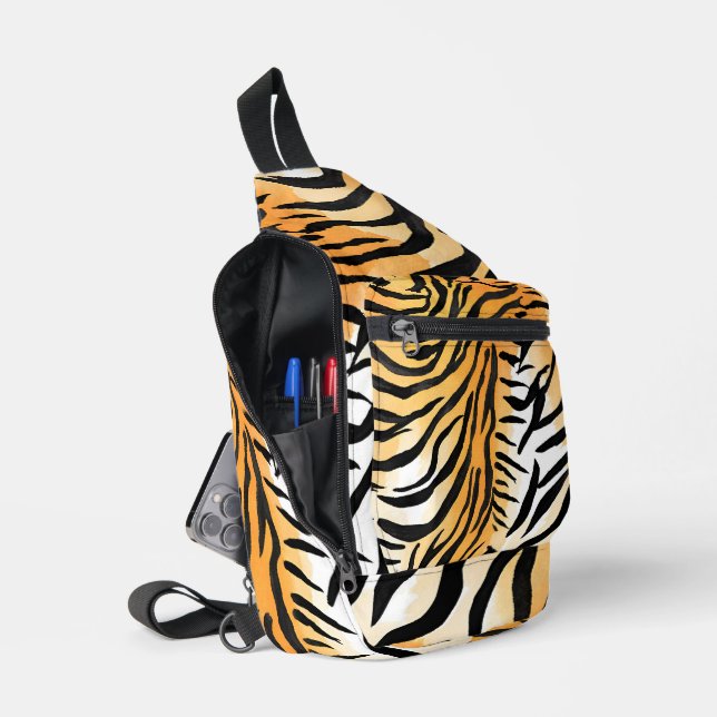 Bandolera Pieles modernas de tigre a rayas Imprimir felinos  (Abierto)