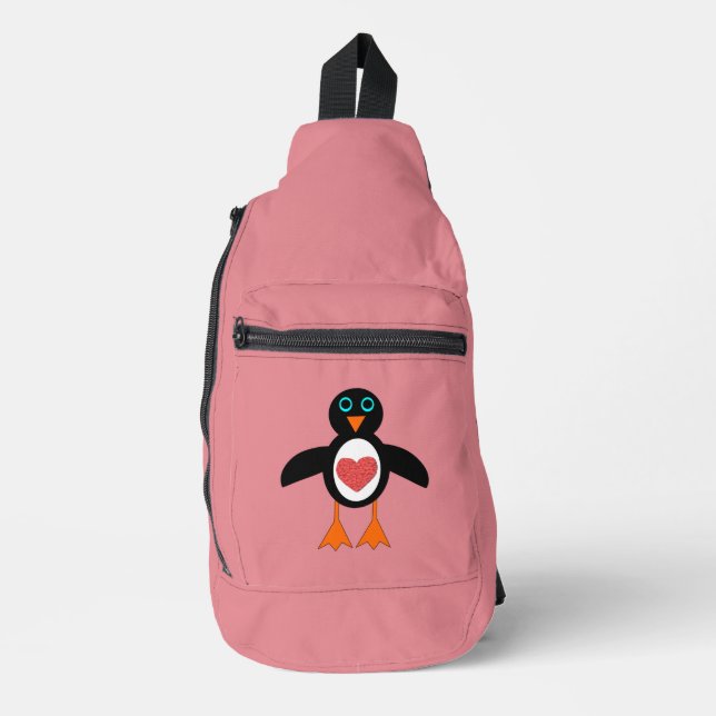Bandolera Pingüino de Corazón de Amor Cuto (Anverso)