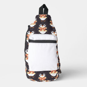 Bandolera Pingüino de dibujos animados sosteniendo el número