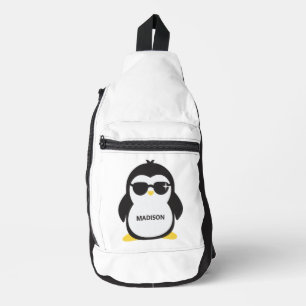 Bandolera Pingüino fresco de nombre personalizado
