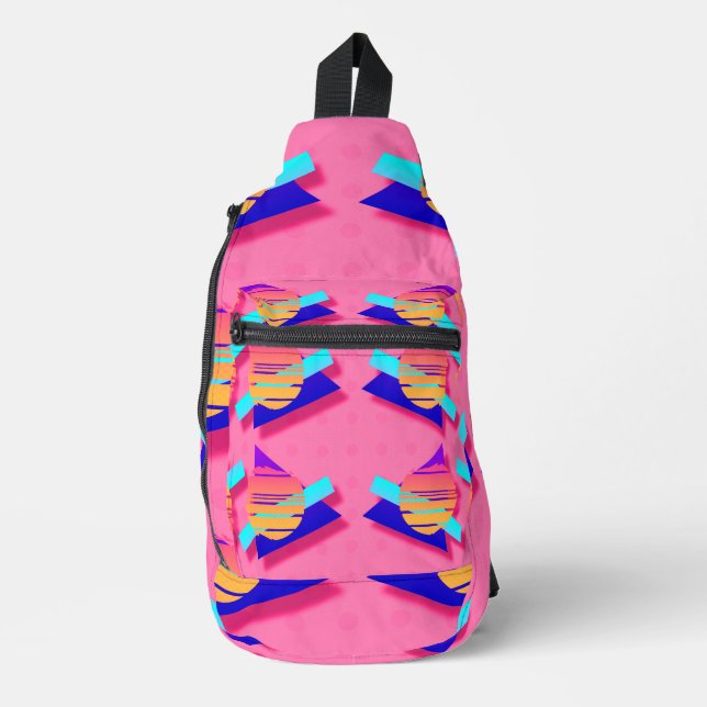 Bandolera Pink Memphis Neon Triangle Artsy Retro Fun (Anverso)