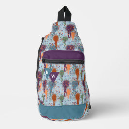 Bandolera Pintura abstracta gotea en monograma de bandeja mo