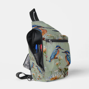 Bandolera Pintura al óleo de pájaros y flores del martín pes