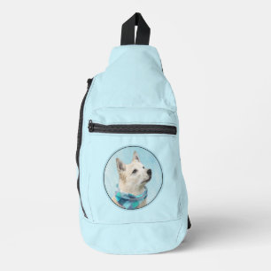 Bandolera Pintura de Buhund Noruego Trigo Original Arte Cani