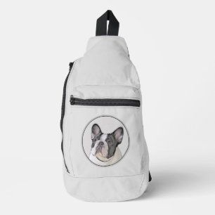 Bandolera Pintura de Bulldog Francés Perro Blanco y Negro co