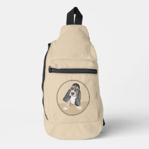 Bandolera Pintura de cachorro con hongo basset de arte de pe