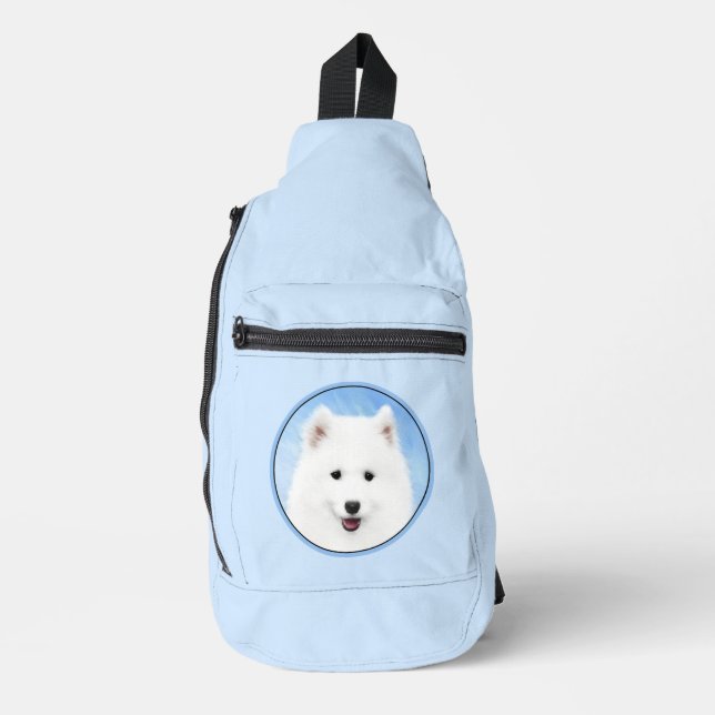 Bandolera Pintura De Cachorro Samoyed Cute Blanco Original A (Anverso)