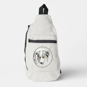 Bandolera Pintura de Pastor Australiano Perro Blue Merle Art