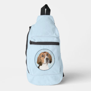 Bandolera Pintura de sabueso inglés lindo Arte de perro orig