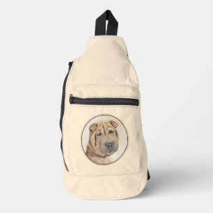 Bandolera Pintura de Shar Pei Arrugas de Amanecer Arte Perro