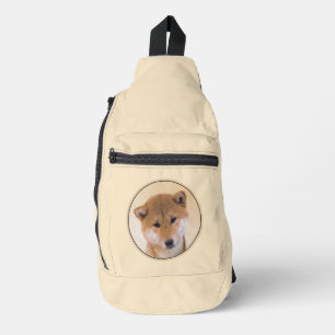 Bandolera Pintura de Shiba Inu Rojo Lindo Arte Original de P