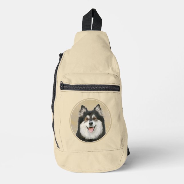 Bandolera Pintura finlandesa de Lapphund en negro y arte de  (Anverso)