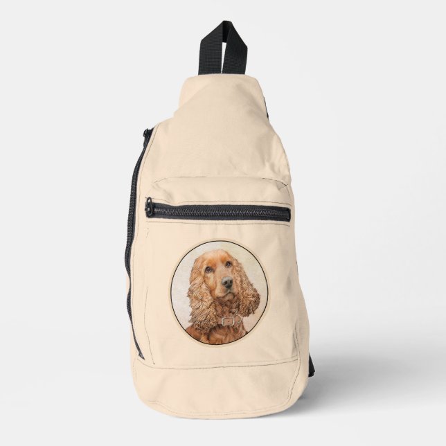 Bandolera Pintura Original de Cocker Spaniel Inglés Perro Ar (Anverso)