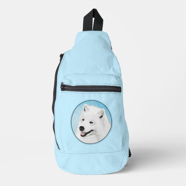 Bandolera Pintura Samoyed Blanco Cute Original Mascota Perro (Anverso)