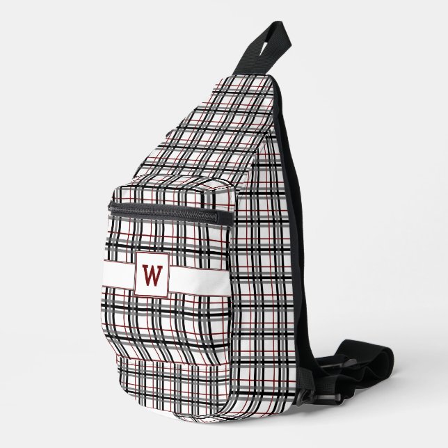 Bandolera Plaid de negro, blanco y rojo (Esquina derecha)