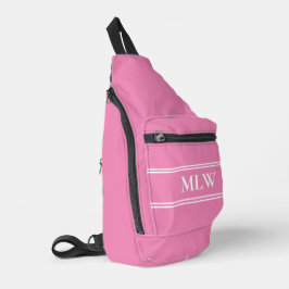 Bandolera Plantilla de monograma simple rosa y blanco