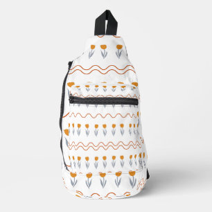 Bandolera Preppy Groovy Stripe Tulip Flower Pattern