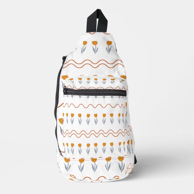 Bandolera Preppy Groovy Stripe Tulip Flower Pattern (Anverso)