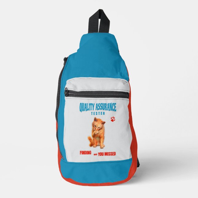 Bandolera Probador de QA Gato Humor (Anverso)