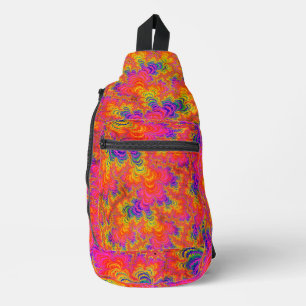 Bandolera Psicodélico Funky Hippie Boho Neon Rainbow Fractal