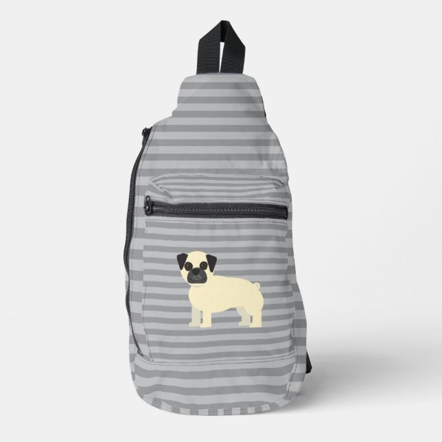 Bandolera Pug Gray Lined (Anverso)