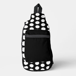Bandolera Puntos de Polka Blanco y Negro Sólido
