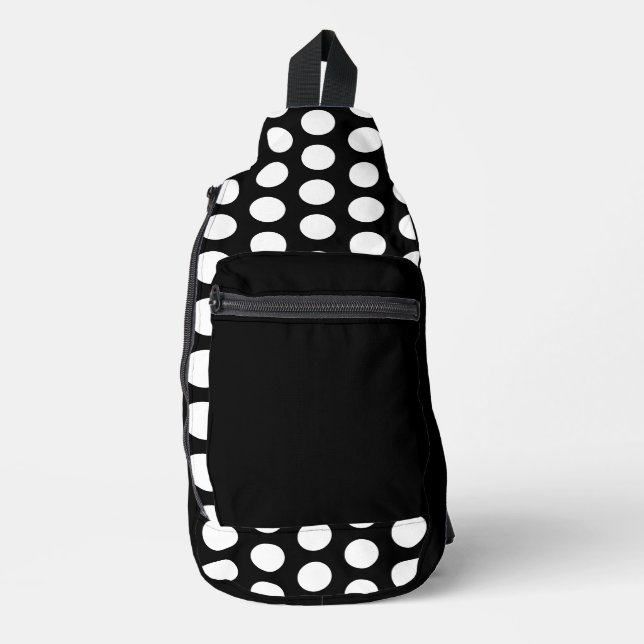 Bandolera Puntos de Polka Blanco y Negro Sólido (Anverso)