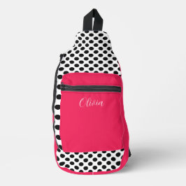 Bandolera Puntos negros rosados personalizados