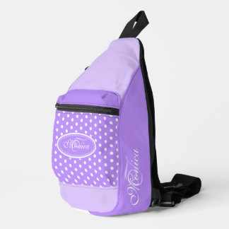 Bandolera Púrpura de punto de polka y blanco personalizado