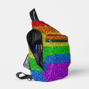 Bandolera PURPURINA arcoíris vibrante de la bandera LGBT des