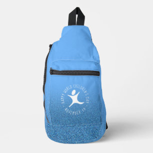 Bandolera Purpurina azul del Día Mundial del Niño Feliz