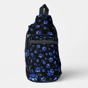 Bandolera Purpurina azul Mascota Impresión sobre fondo negro