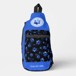 Bandolera Purpurina azul Mascota Impresión sobre fondo negro