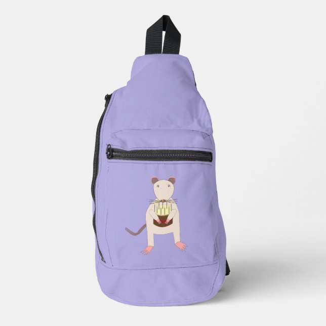 Bandolera Rata siamesa con pastel de cumpleaños (Anverso)