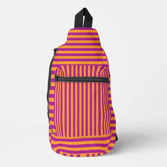 Bandolera Rayas naranjas moradas Patrón continuo (Anverso)