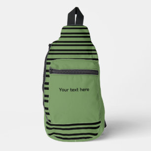 Bandolera Rayas Negras Verdes Patrón Personalizable Sin Cost