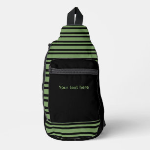Bandolera Rayas Negras Verdes Patrón Personalizable Sin Cost