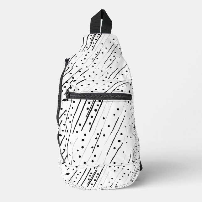 Bandolera Rayas o puntos de polka negro, blanco, gris (Anverso)