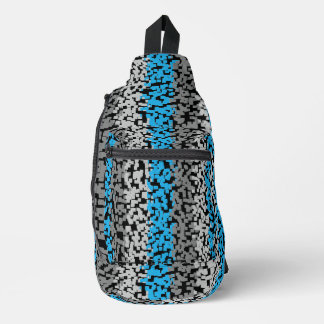 Bandolera Rayas pixeladas digitales negras azul Aqua
