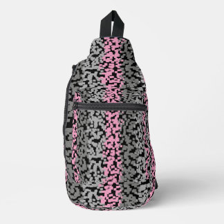 Bandolera Rayas pixeladas digitales rosa, gris y negro