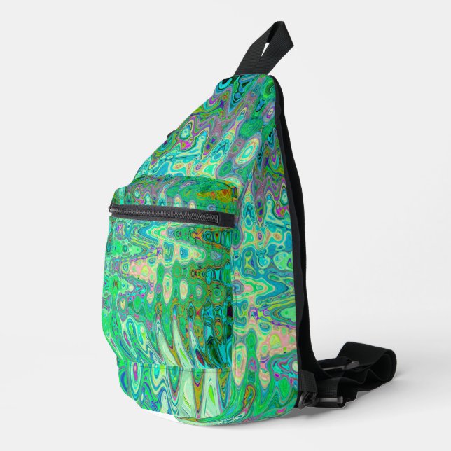 Bandolera Resumen Colorido Retro de mosaico ondulado verde (Esquina derecha)