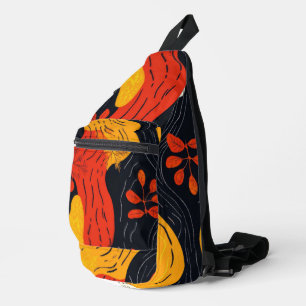 Bandolera Resumen de colores otoñales Naranja y hojas de oro