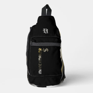 Bandolera Resumen de tendencia de MONEYMAKER Black Sling Bag
