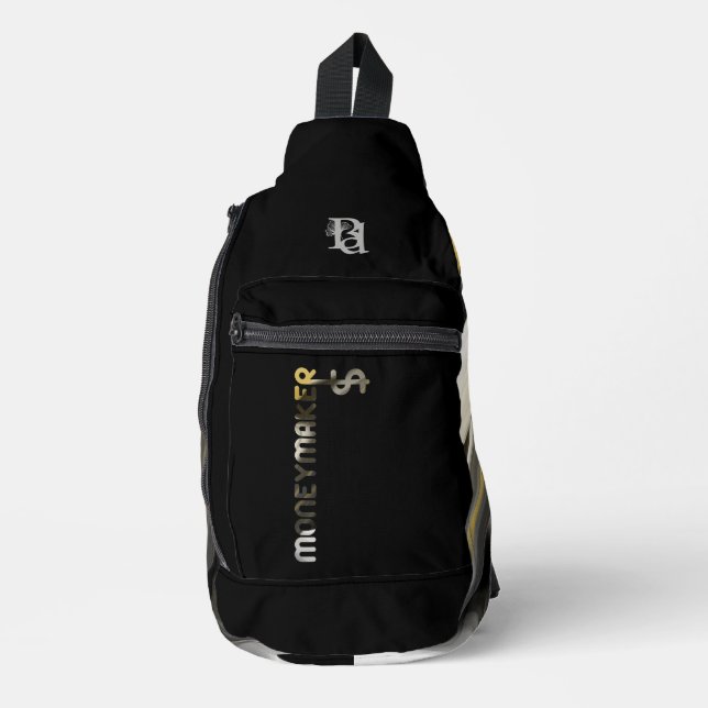 Bandolera Resumen de tendencia de MONEYMAKER Black Sling Bag (Anverso)