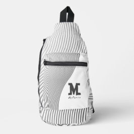 Bandolera Retro black white lines Abstract minimal Monogram 