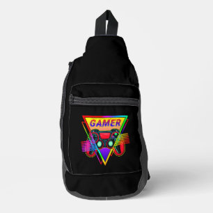 Bandolera Retro Colorido Arcoíris Jugador de Juegos de Compu