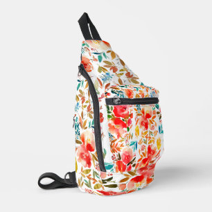 Bandolera Rosa floral de verano colorida rojo naranja  