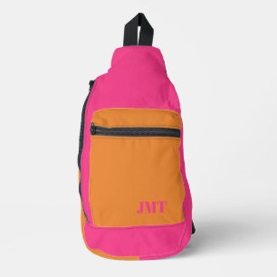 Bandolera Rosa y Naranja brillantes simples con monograma