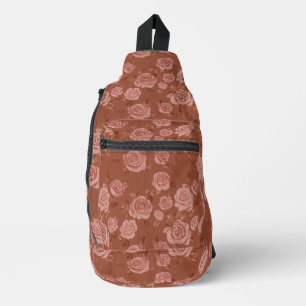 Bandolera Rosas Decorativas Cuero Marrón